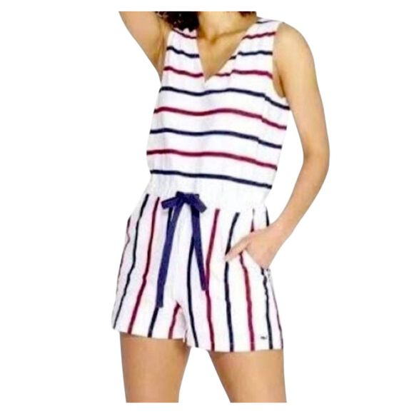 Vineyard Vines Sleeveless Romper Women's Red-White-Blue Stripe Medium - Picture 1 of 9